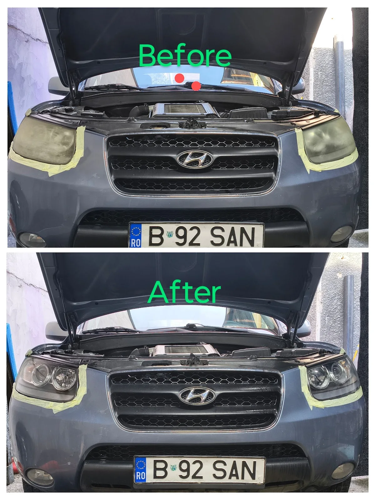 Recondiționare faruri, înainte și după, la RiD Detailing